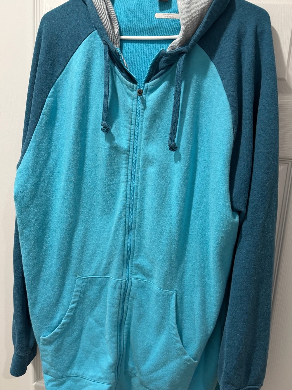 Xersion Teal Two-Tone Full-Zip Hoodie Sweater